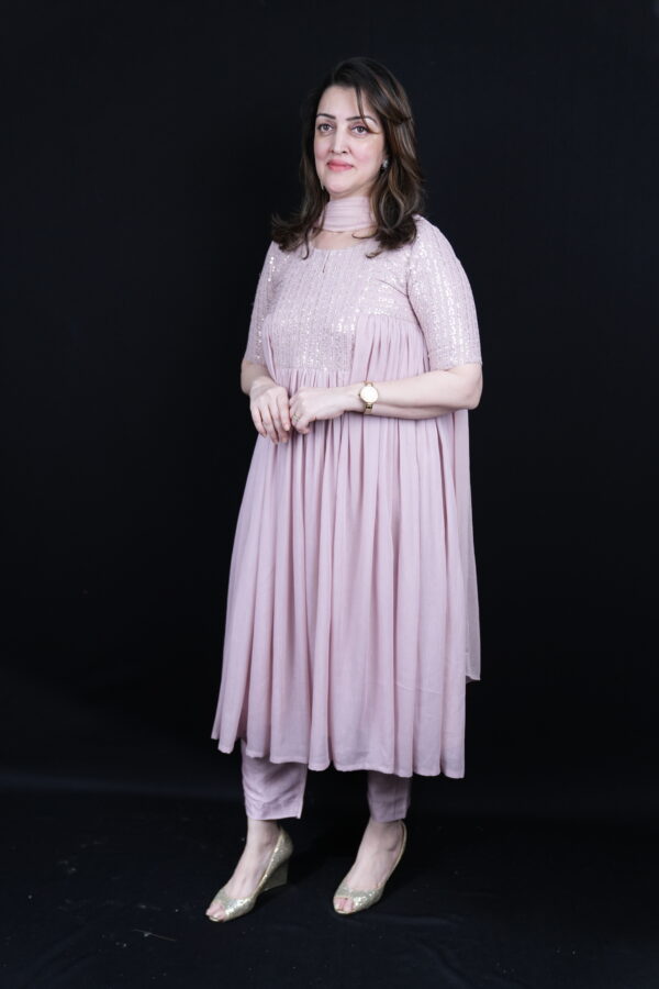 Pink Flare Kurti Set - Image 2