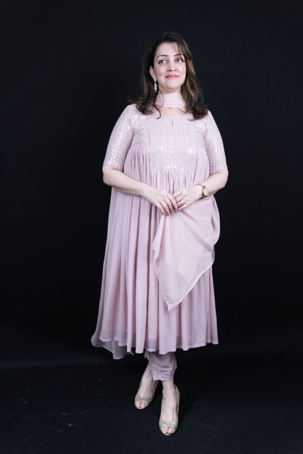 Pink Flare Kurti Set - Image 5