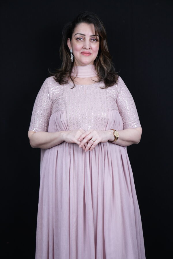 Pink Flare Kurti Set - Image 3