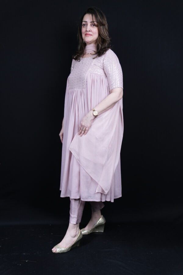 Pink Flare Kurti Set - Image 4