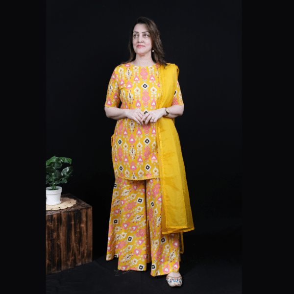 Yellow Ikkat Garara Set - Image 5
