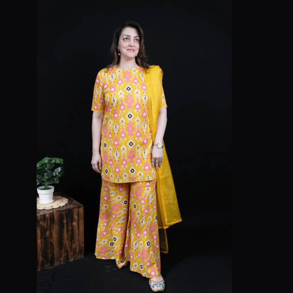 Yellow Ikkat Garara Set - Image 4
