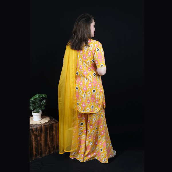 Yellow Ikkat Garara Set - Image 2