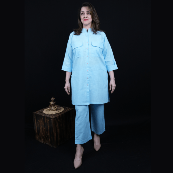 Blue Linen Co-ord Set - Image 3