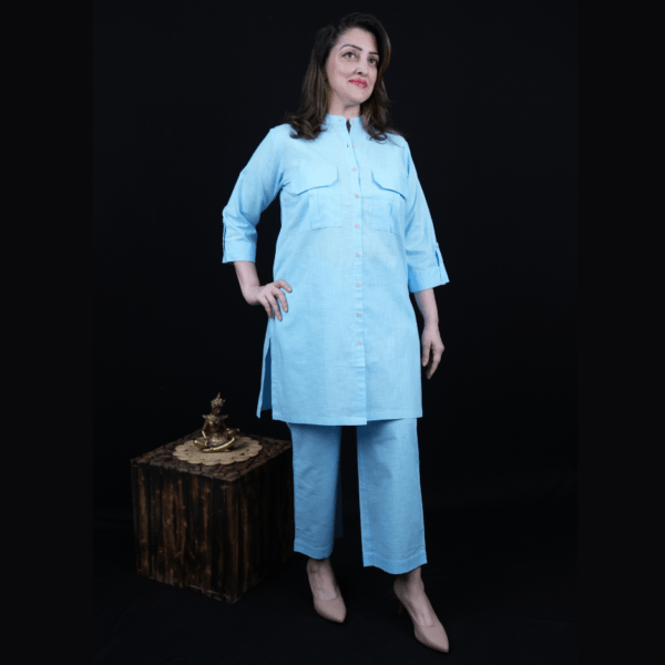 Blue Linen Co-ord Set - Image 2