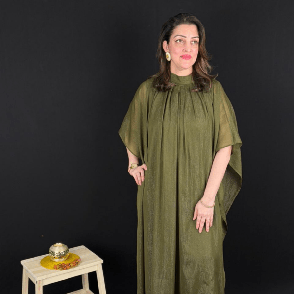 Dark Mehndi green kaftan set - Image 2